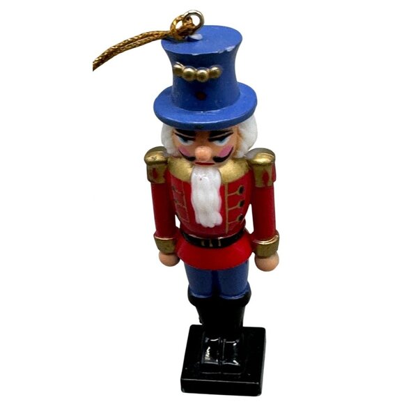 Christmas plastic nutcracker tree ornament red blue decoration beard 3.5" READ - Picture 1 of 4